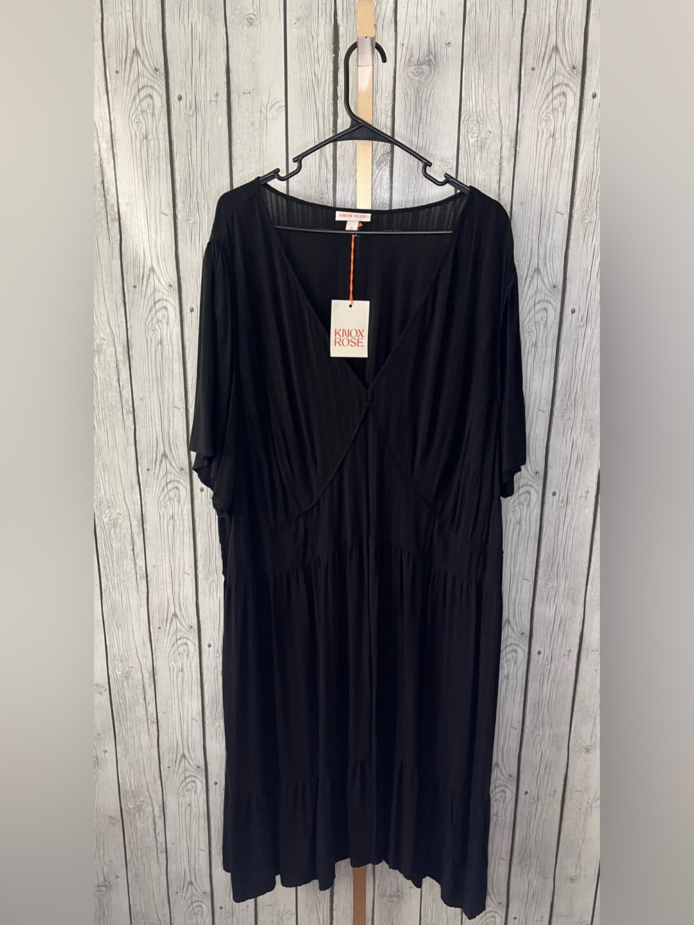 Knox Rose Black Dress 4X Plus Size Boho Whimsigoth Flowy Midi Maxi flutter NWT
